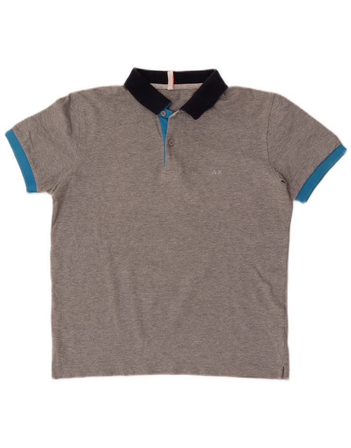 Tricou polo Sun68 pentru bărbați, bumbac color bloc, gri mic
