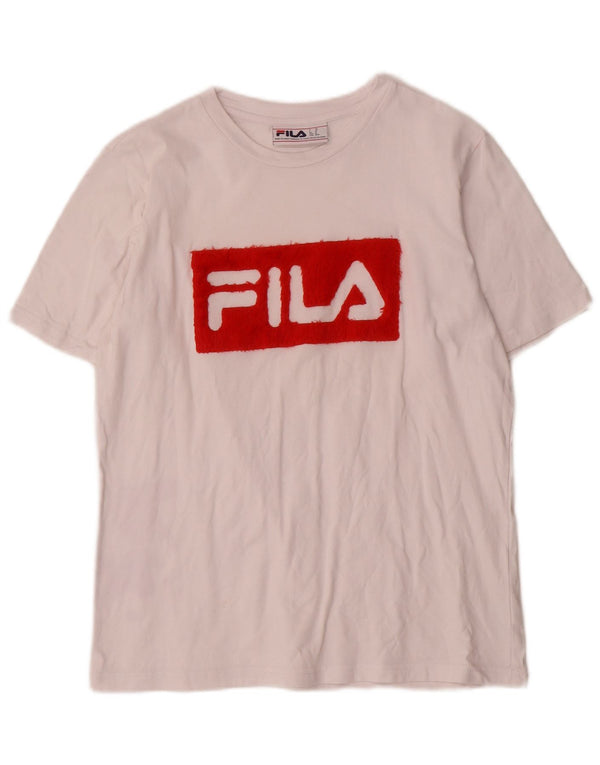Tricou cu grafic Fila pentru femei Top UK14 Medium White Bumbac