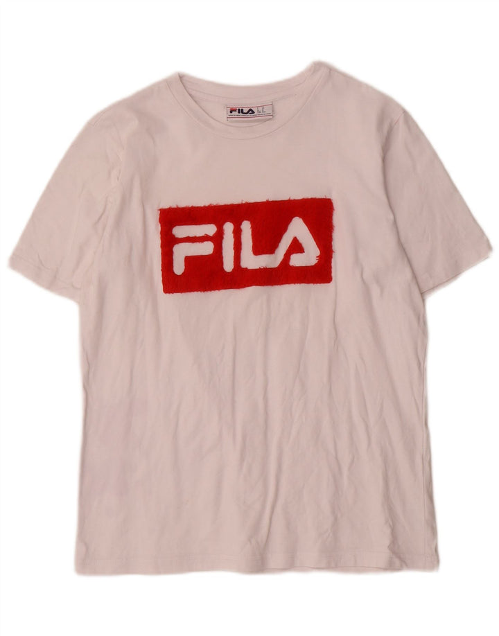 Tricou cu grafic Fila pentru femei Top UK14 Medium White Bumbac