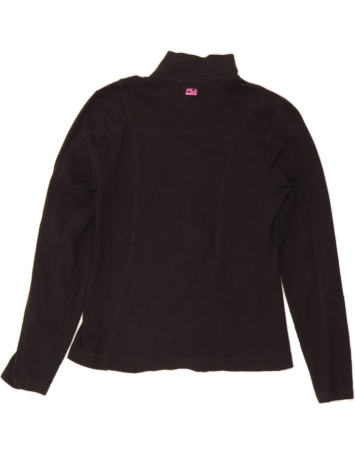 FILA Womens Tracksuit Top Jacket UK 14 Large Black Cotton Vintage Fila and Second-Hand Fila from Messina Hembry 