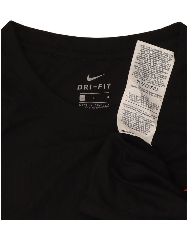 Tricou grafic NIKE Dri Fit pentru bărbați Top mare din poliester negru