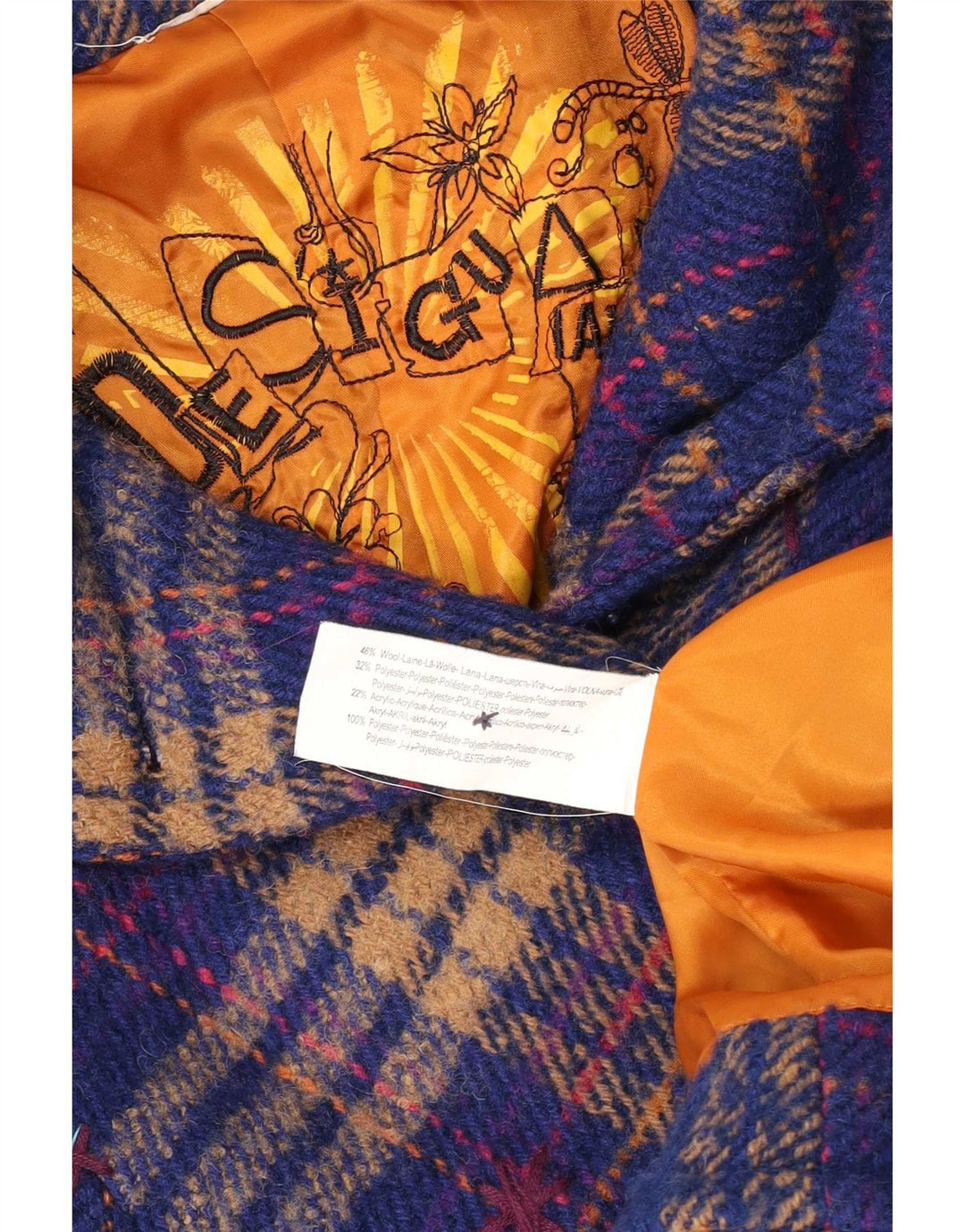 Palton pentru femei Desigual UK 10 Small Blue Check Wool