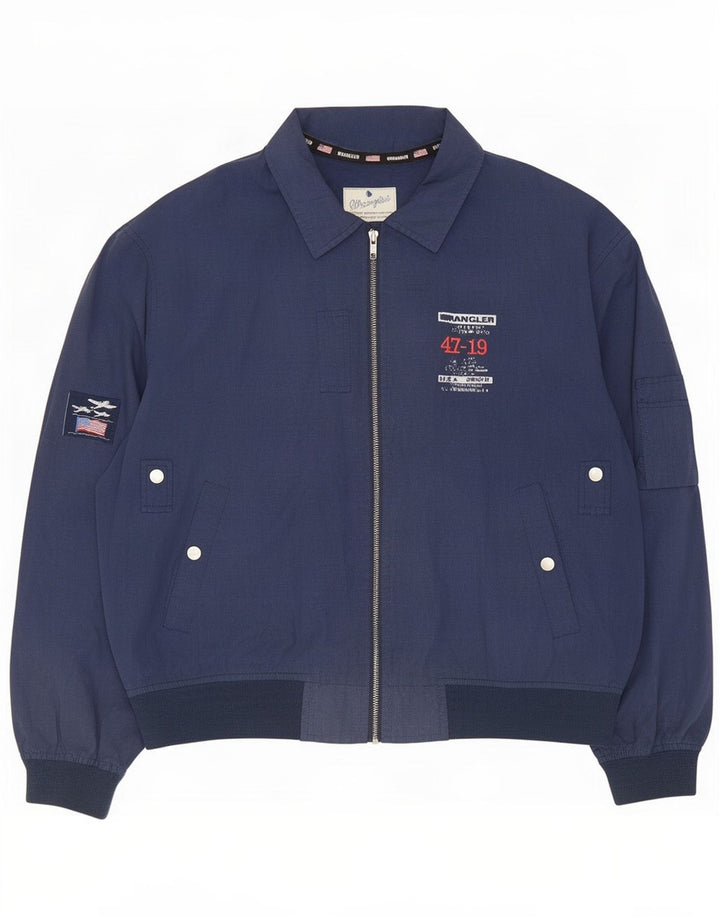 Jachetă bomber grafică pentru bărbați Wrangler UK 40 mare poliester bleumarin