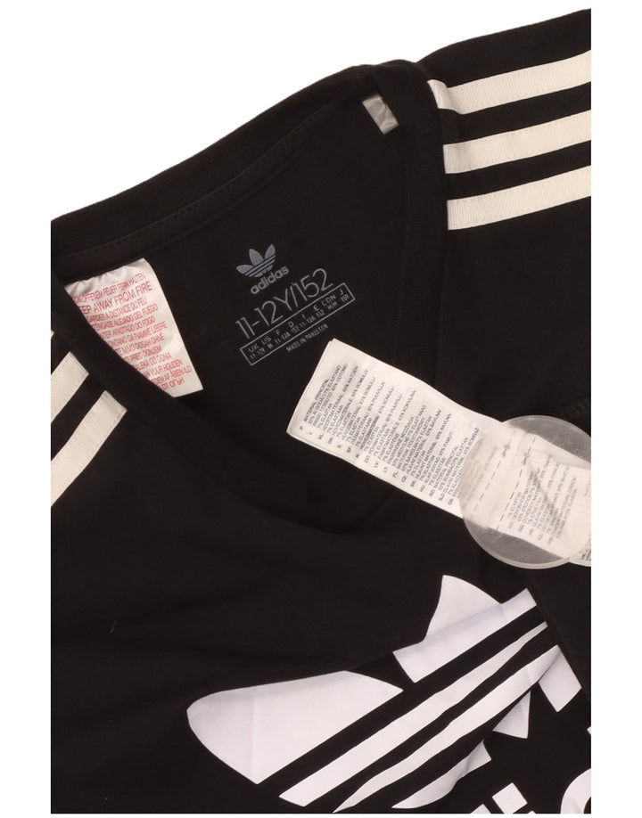 Rochie tricou grafic pentru fete ADIDAS 11-12 ani bumbac negru