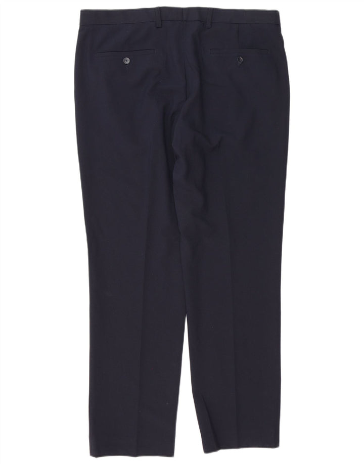 Pantaloni chino pentru bărbați Marks & Spencer, cu ajustare normală, L36 L31, poliester bleumarin