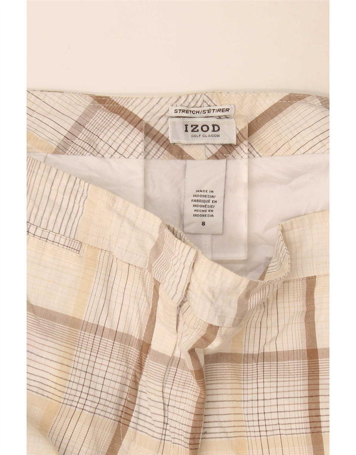 Fusta mini stretch pentru femei Izod US 8 Medium W32 Beige Check Bumbac