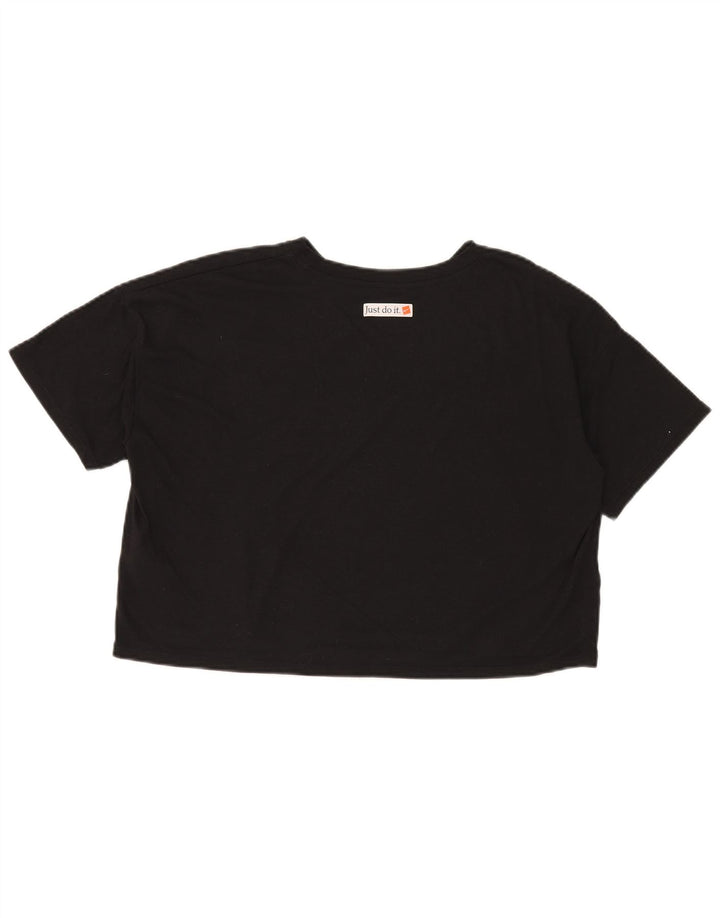 Tricou grafic supradimensionat Nike Dri Fit Crop pentru femei UK 14 Medium Negru