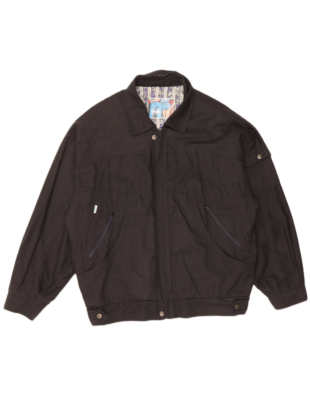Bomber VINTAGE pentru bărbați UK 40, mare, negru, bumbac