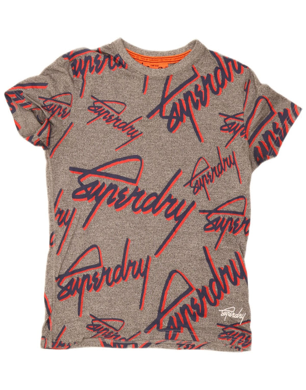Tricou grafic Superdry pentru bărbați Top mic, gri, bumbac cu pete