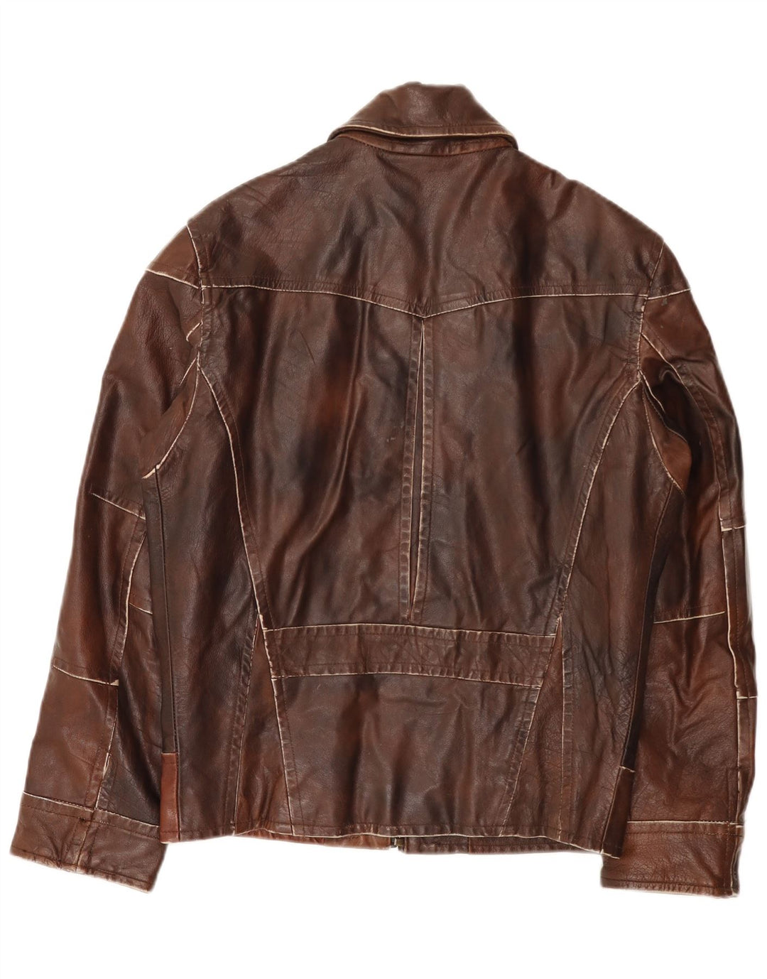Jachetă de piele vintage pentru bărbați UK 38, maro mediu, mozaic