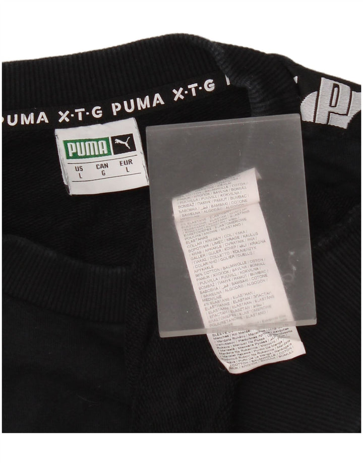 Pulover cu grafic pentru bărbați Puma, pulover mare, negru, bumbac color bloc