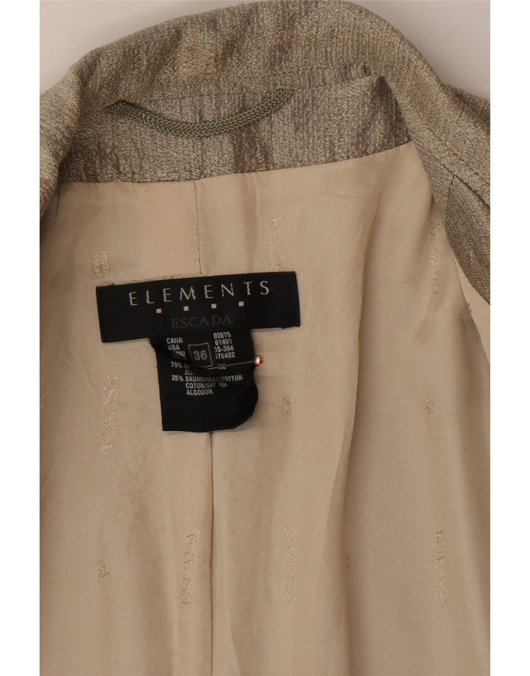 Jachetă ESCADA pentru femei Elements cu paragate cu 1 nasture EU 36 Small Gold