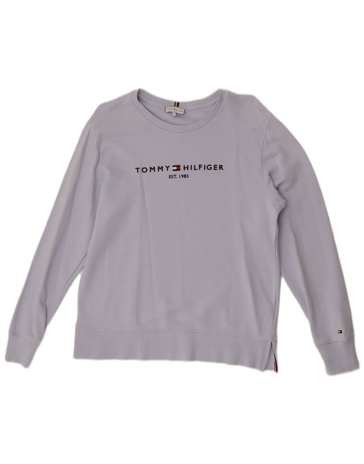 Pulover cu grafic pentru femei Tommy Hilfiger, UK 14, bumbac albastru mediu