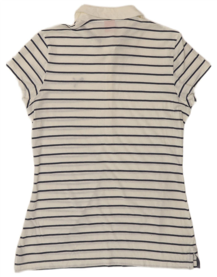 Tricou polo PUMA pentru femei UK 12 Medium White Striped