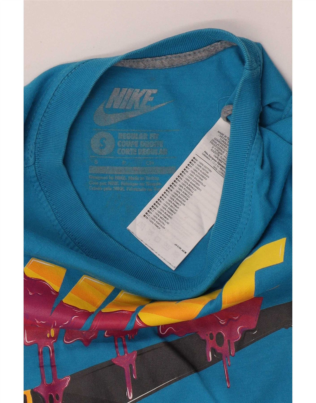 Tricou grafic pentru bărbați Nike Regular Fit Top mic, albastru, bumbac