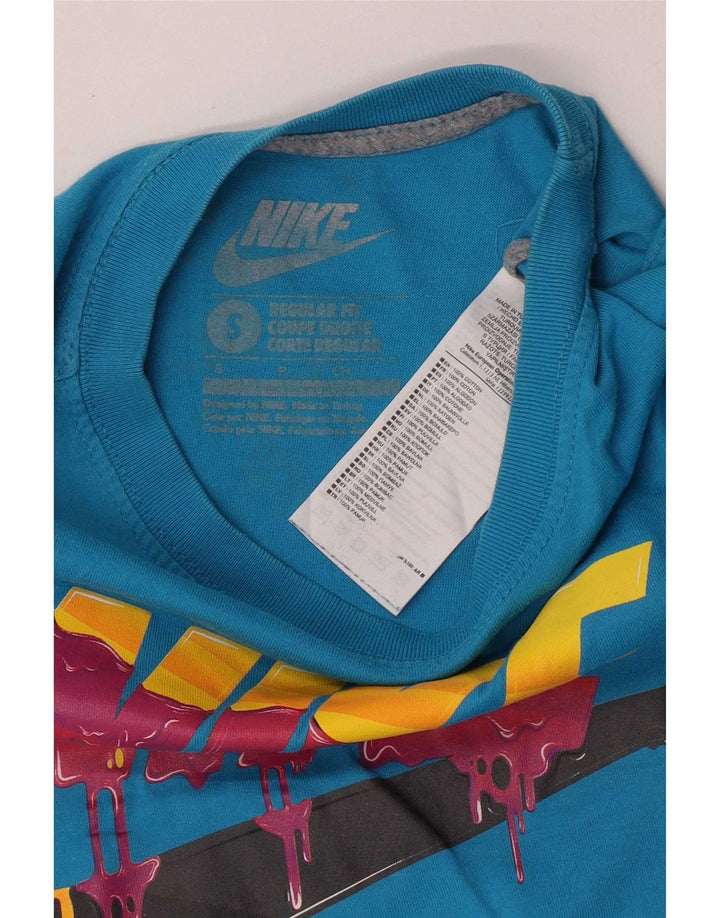 Tricou grafic pentru bărbați Nike Regular Fit Top mic, albastru, bumbac