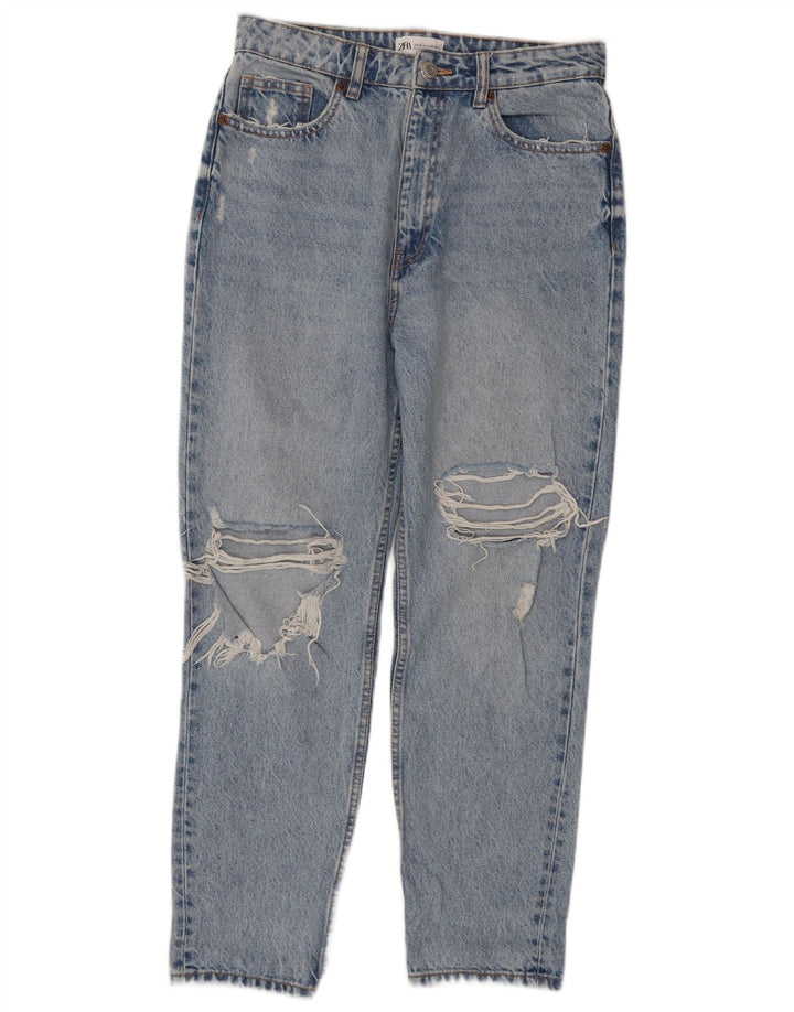 Blugi conici învechiți pentru femei Zara EU 40 Medium L30 L28 Albastru