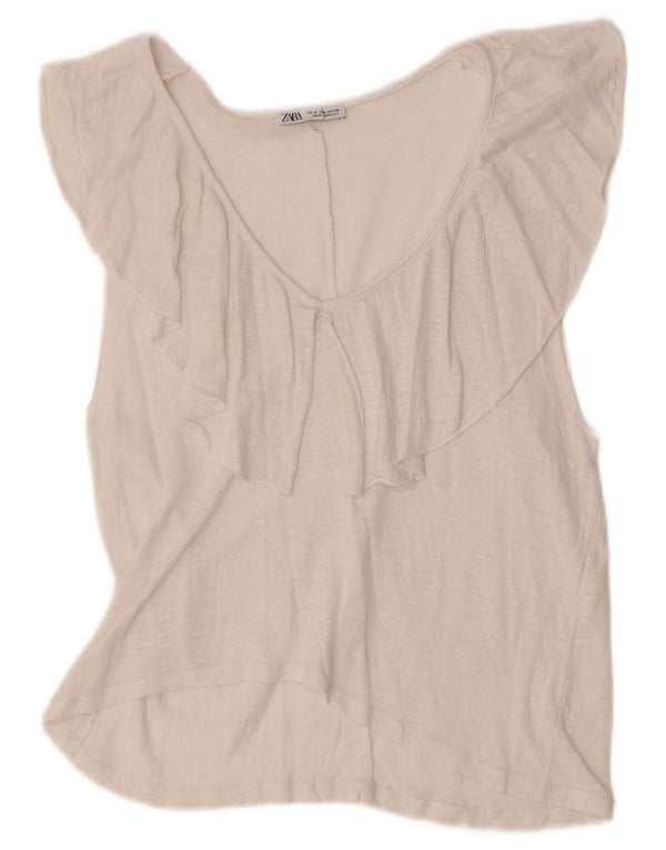 Bluză fără mâneci pentru femei Zara UK 12 Medium White Flecked