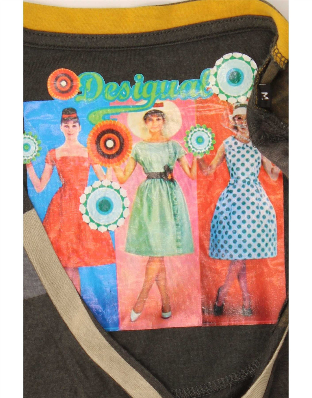 Top grafic pentru femei Desigual cu mânecă lungă UK 14 Medium Multicolor