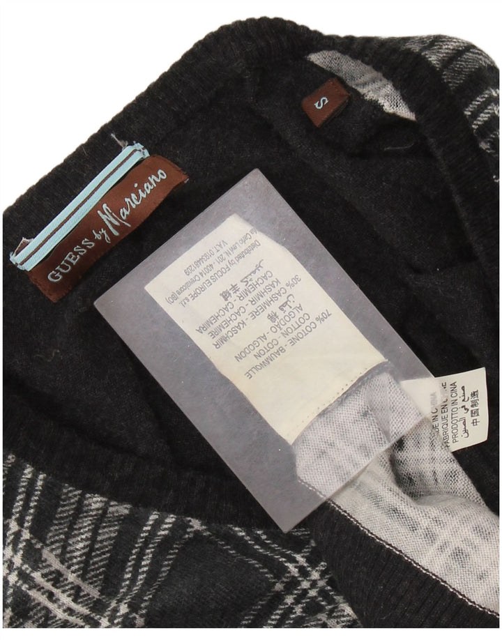 GUESS BY MARCIANO Pulover cu decolteu în V pentru femei UK 10 Small Black Check