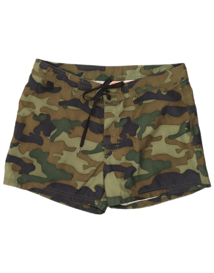 Pantaloni scurți de înot Sundek pentru bărbați, camuflaj mediu kaki