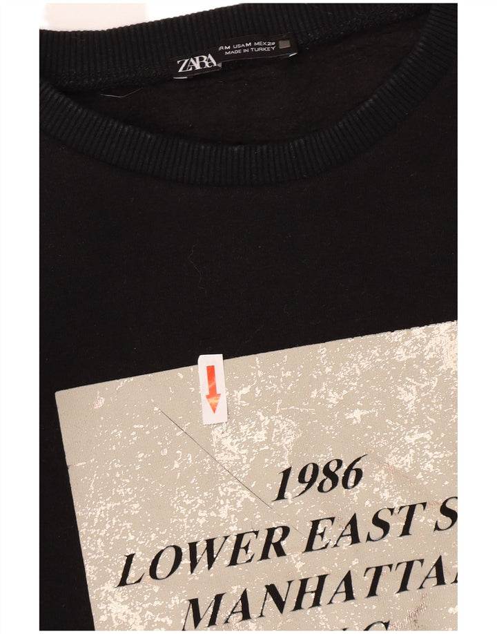 Pulover cu grafic pentru femei Zara UK 14 Medium Negru