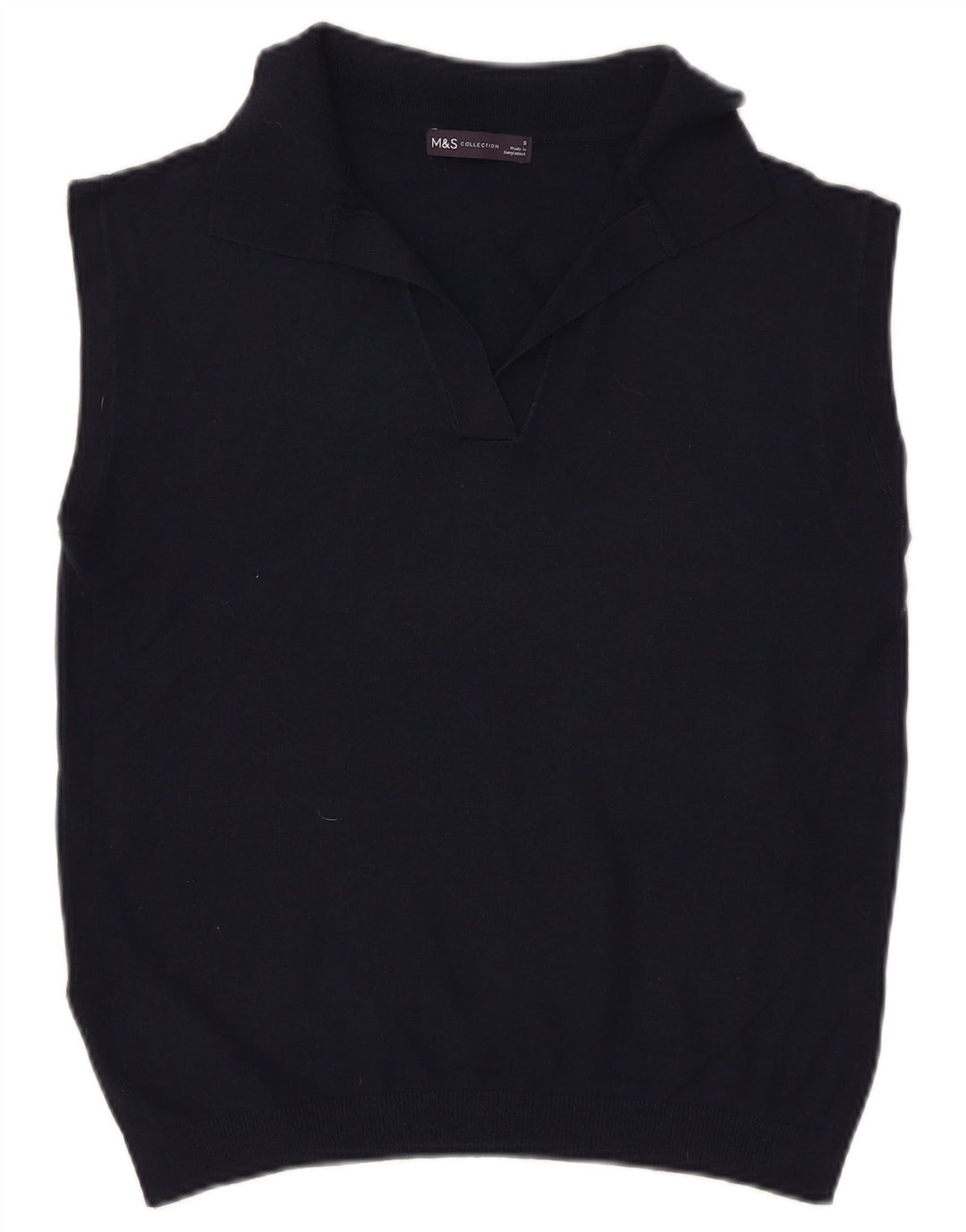 Marks & Spencer Womens Vest Tank Top UK 10 Small Bleumarin Poliester