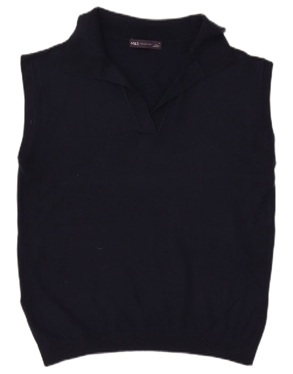 Marks & Spencer Womens Vest Tank Top UK 10 Small Bleumarin Poliester