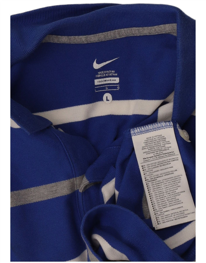 Tricou polo NIKE pentru bărbați, bumbac cu dungi albastre mari