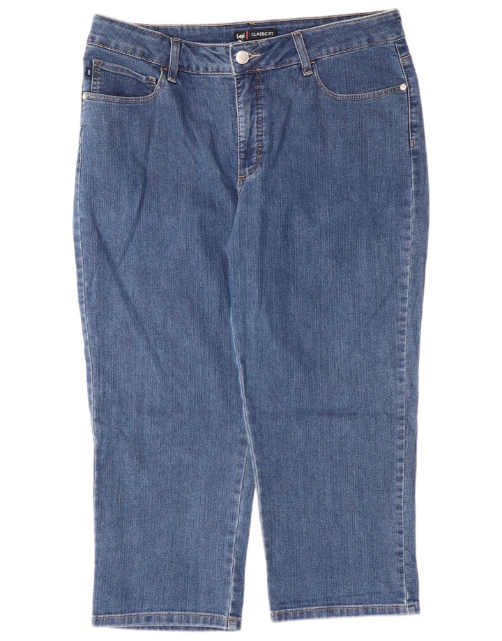 Blugi Capri LEE Classic Fit pentru femei US 16 2XL W34 L22 Albastru Bumbac