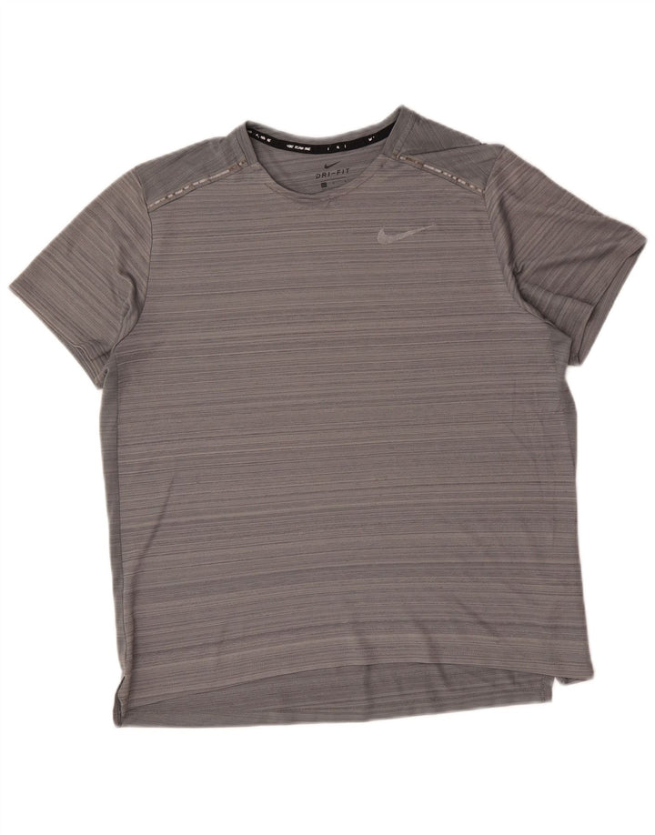 Tricou Nike Dri Fit pentru bărbați Top mare, gri, poliester cu dungi
