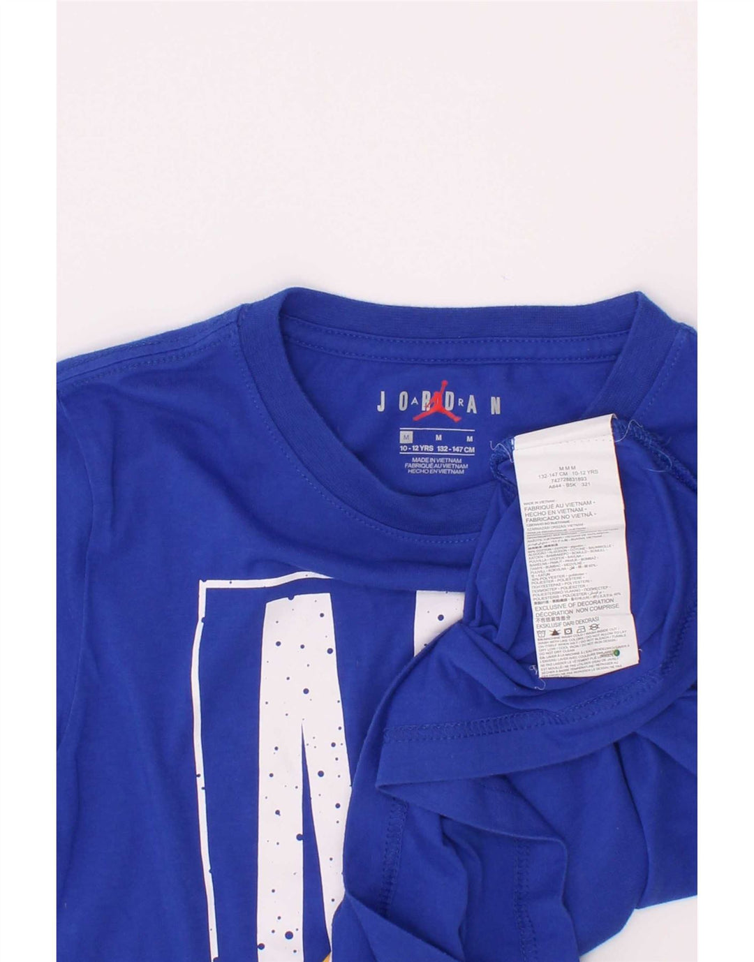 Jordan Boys Graphic T-Shirt Top 10-11 Years Medium Blue Cotton