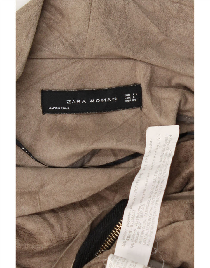 Jachetă Bomber Crop pentru femei ZARA UK 14, mare, maro, din poliester