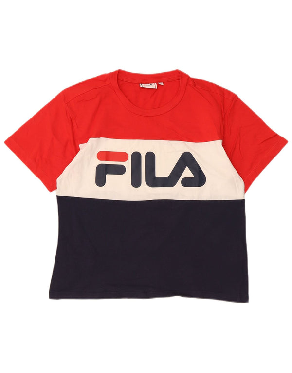 Tricou cu grafică Fila pentru femei Top UK 6 XS Bumbac color bloc roșu