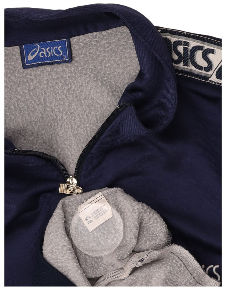 Jachetă de top pentru trening grafic ASICS pentru bărbați, mare din poliamidă bleumarin