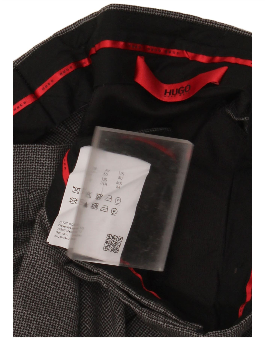 Hugo Boss Pantaloni drepți pentru bărbați IT 50 Large W34 L31 Gri Houndstooth