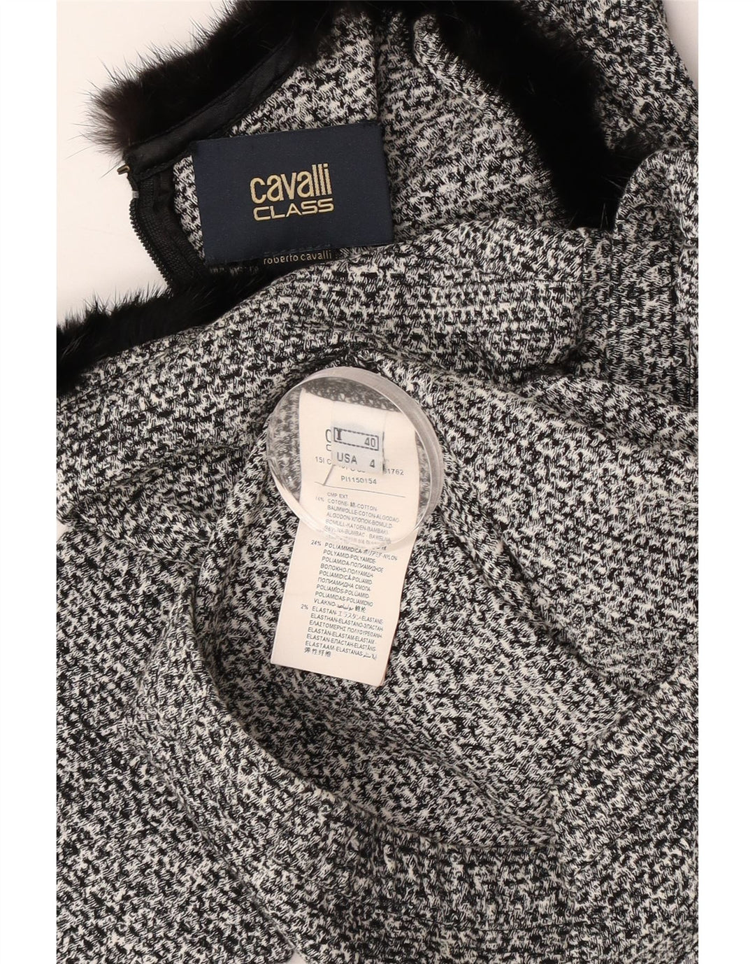 Bluză Crop pentru femei Cavalli cu mâneci 3/4 Top IT 40 Bumbac negru mic
