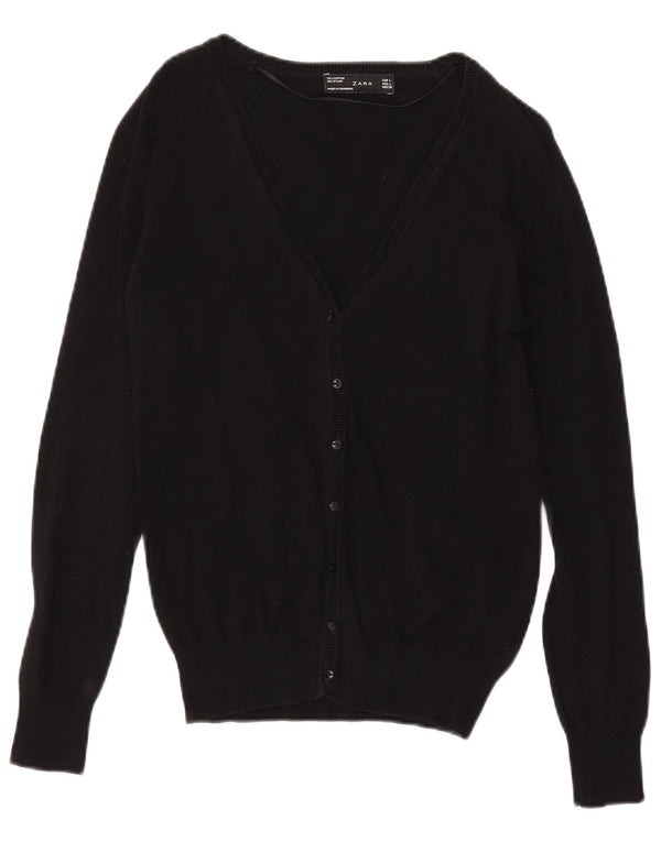 Pulover cardigan pentru femei Zara UK 14 mare, negru, bumbac