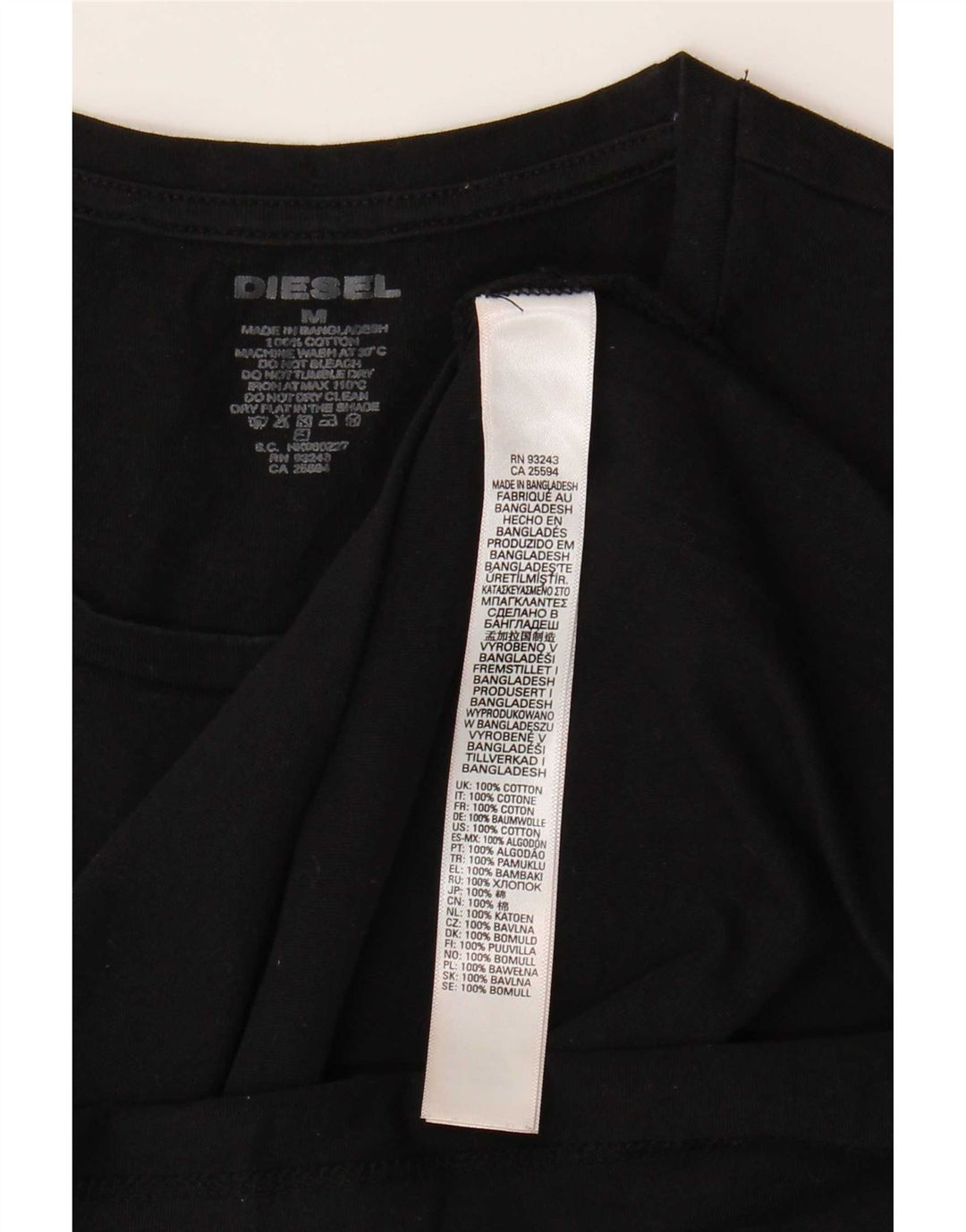 Diesel Bărbați Tricou Top Mediu Negru Bumbac