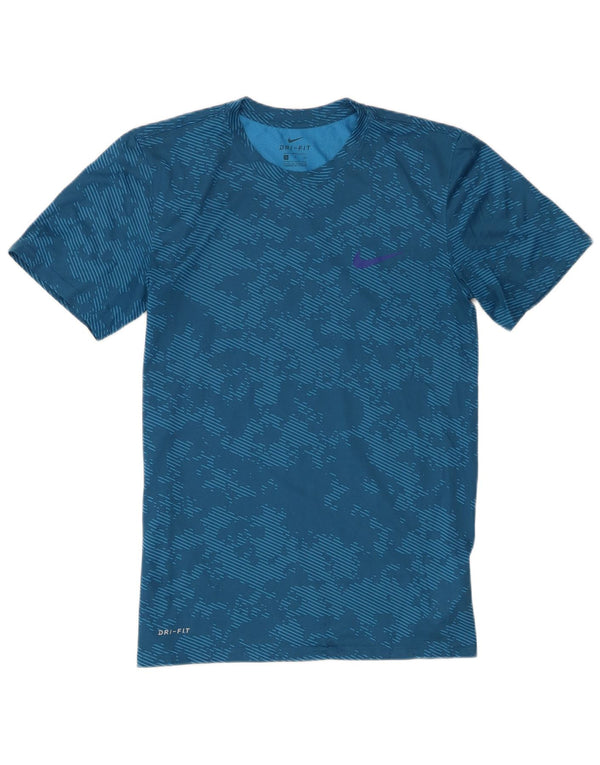 Tricou Nike Dri Fit pentru bărbați Top mic, albastru, din poliester de camuflaj