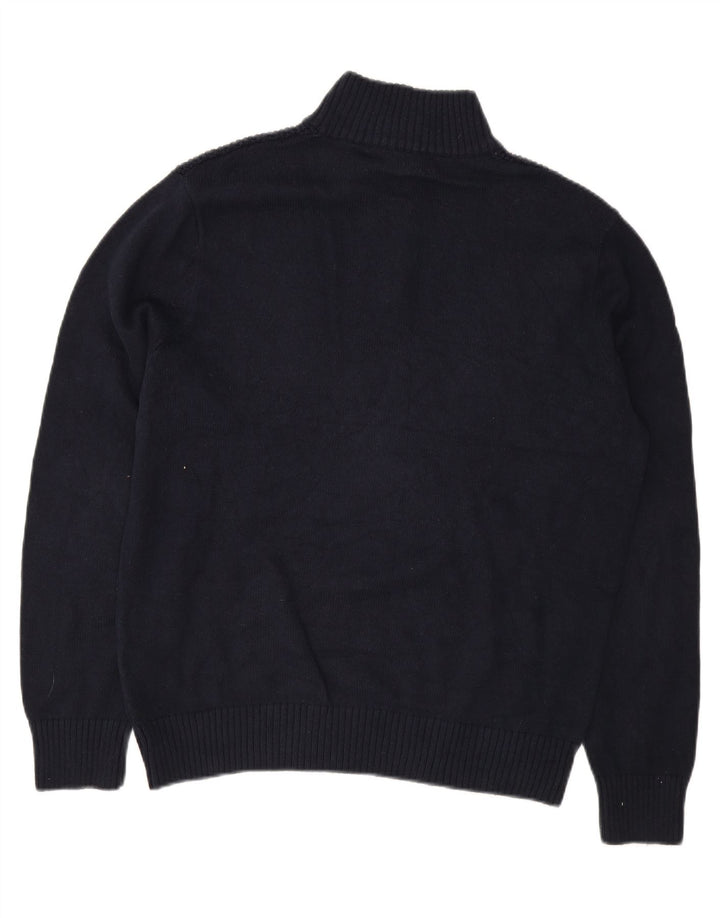 DOCKERS Mens Zip Neck Jumper Sweater Medium Navy Blue Cotton Vintage Dockers and Second-Hand Dockers from Messina Hembry 