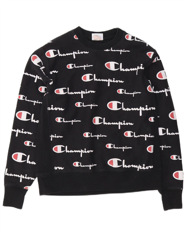 Pulover grafic pentru bărbați Champion Pulover mare din bumbac negru