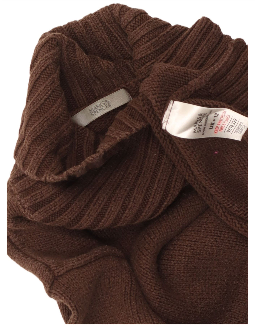 Pulover de damă Marks & Spencer crop cu gât rulat, maro mediu, UK 12
