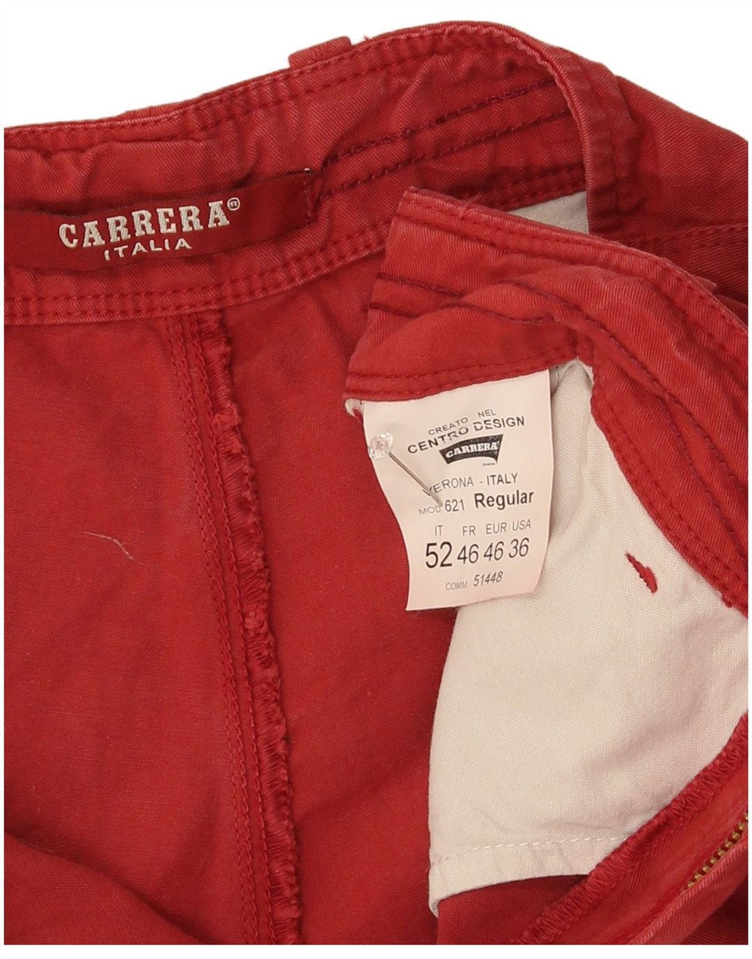 Pantaloni scurți chino pentru bărbați Carrera IT 52 XL W36 bumbac roșu