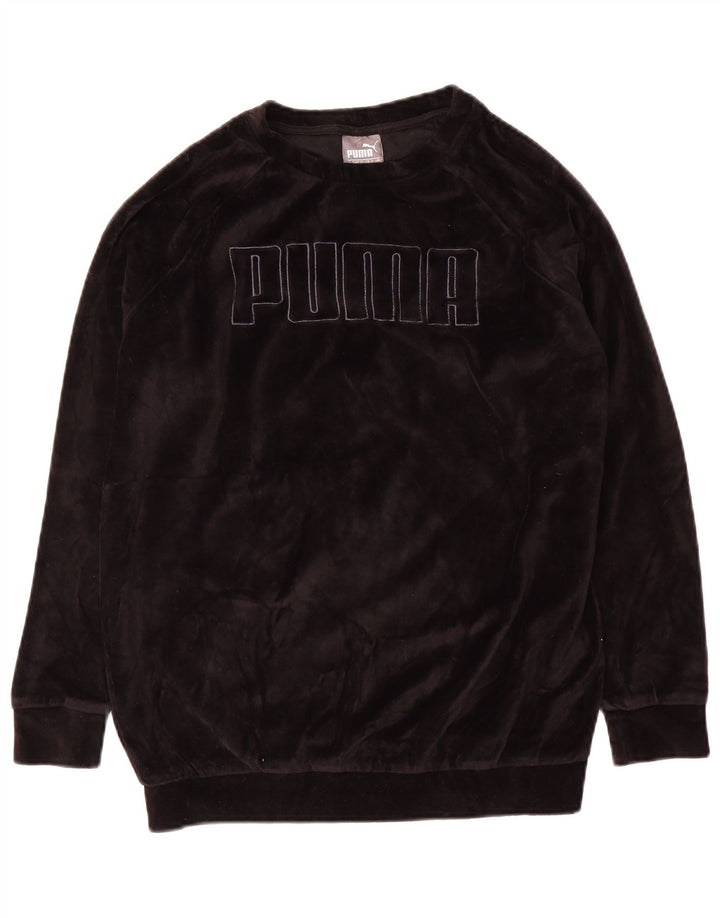 Pulover pentru femei Puma Graphic Velour Pulover UK 12 Bumbac mediu negru