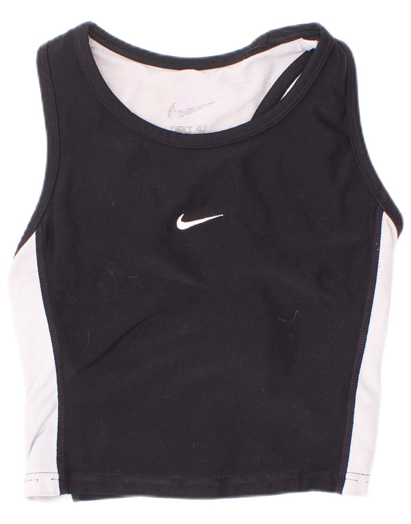 Top cu vestă crop Nike pentru fete Dri Fit 8-9 ani, negru, color block