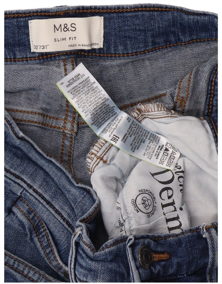 MARKS & SPENCER Blugi slim pentru bărbați W32 L29 Blue Cotton Classic