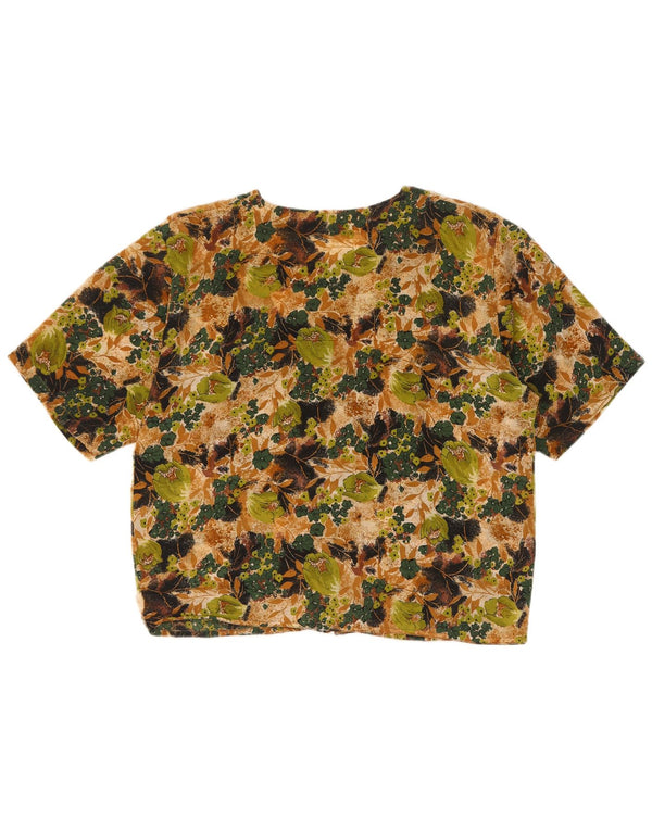 Bluză vintage cămașă cu mânecă scurtă pentru femei UK 14 mare, multicoloră, florală