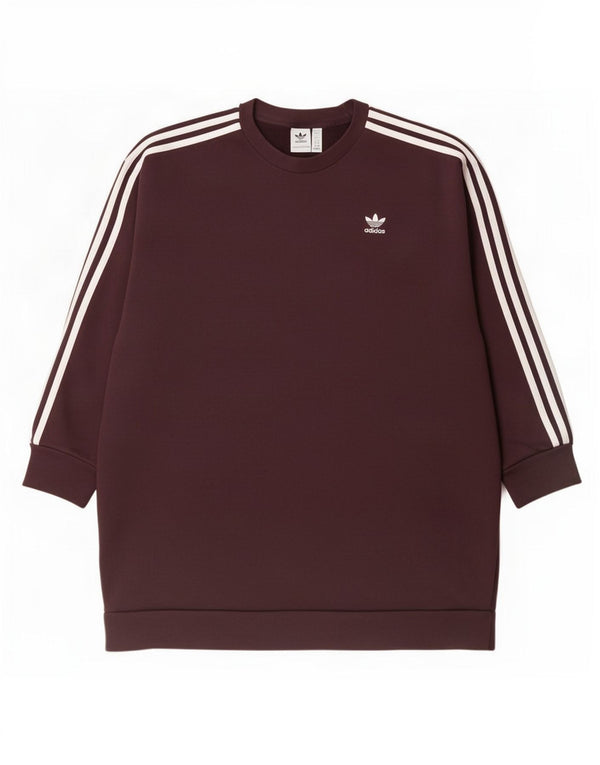 Adidas Womens Oversized Sweatshirt Jumper Dress UK 12 Medium Burgundy