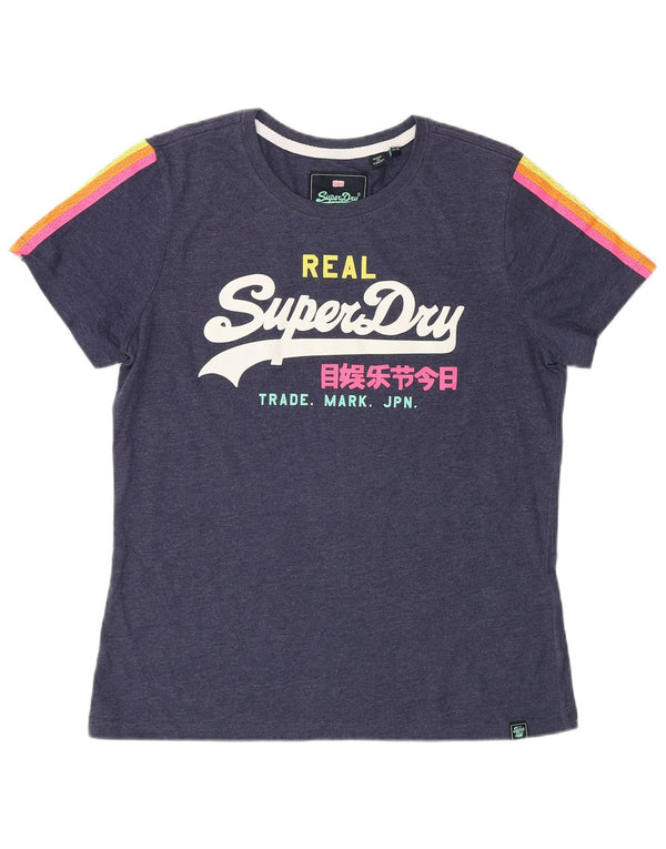 SUPERDRY Tricou cu grafic pentru femei Top UK 14 Mare Bumbac bleumarin